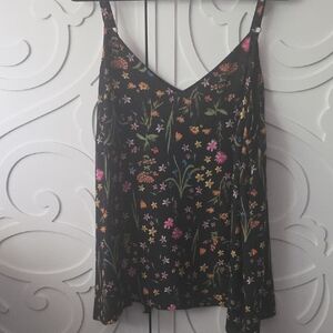 Addition Elle Black Floral V-Neck Spaghetti Strap Camisole 2X